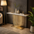Luxury LED Console Table with Marble Top | Gold Home Decor