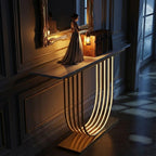 Luxury LED Console Table with Marble Top | Gold Home Decor (SS 304)