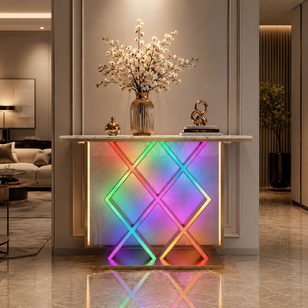Luxury Style LED Console Table | Designer Modern Home Decor