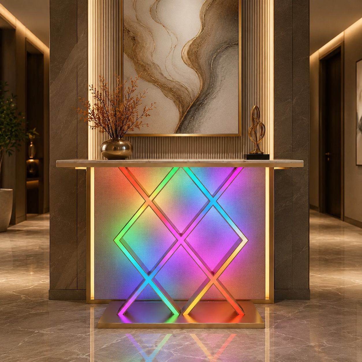 Luxury Style LED Console Table | Designer Modern Home Decor (SS 304)