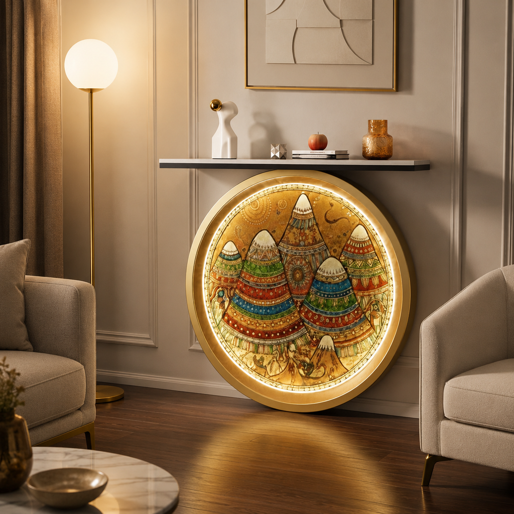Luxury LED Console Table with Artistic Design for Modern Living Room