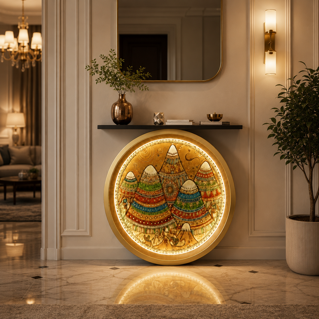 Luxury LED Console Table with Artistic Design for Modern Living Room