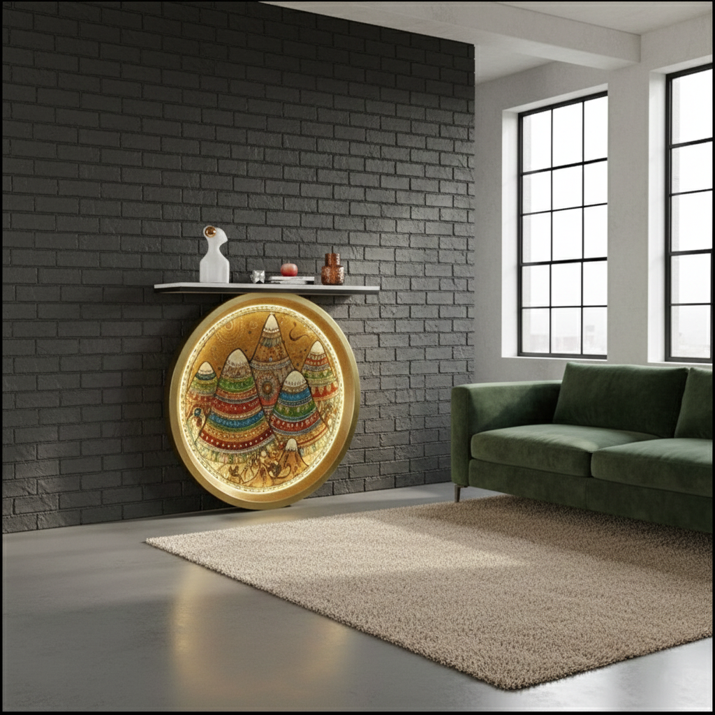 Luxury LED Console Table with Artistic Design for Modern Living Room (SS 304)