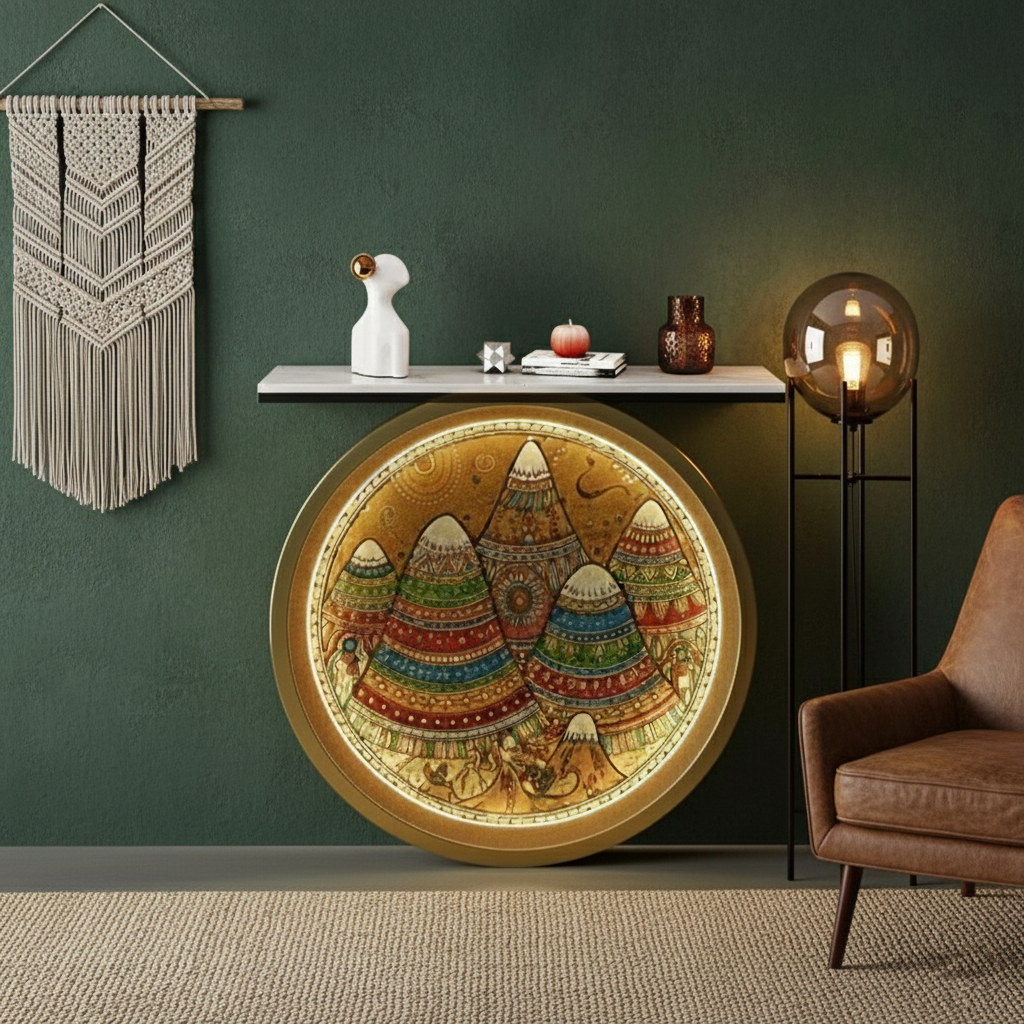 Luxury LED Console Table with Artistic Design for Modern Living Room (SS 304)