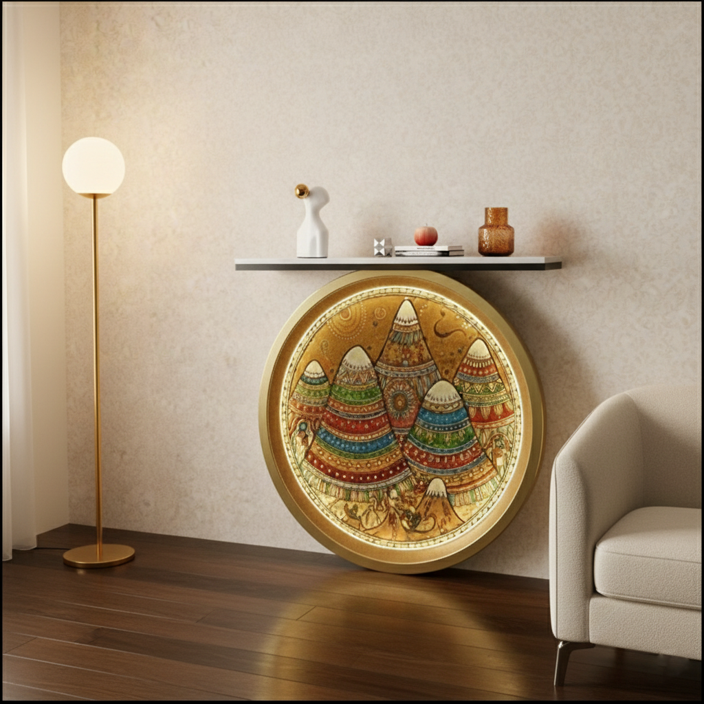 Luxury LED Console Table with Artistic Design for Modern Living Room (SS 304)