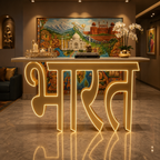 Premium LED Reception Desk with Bharat Art for Modern Spaces