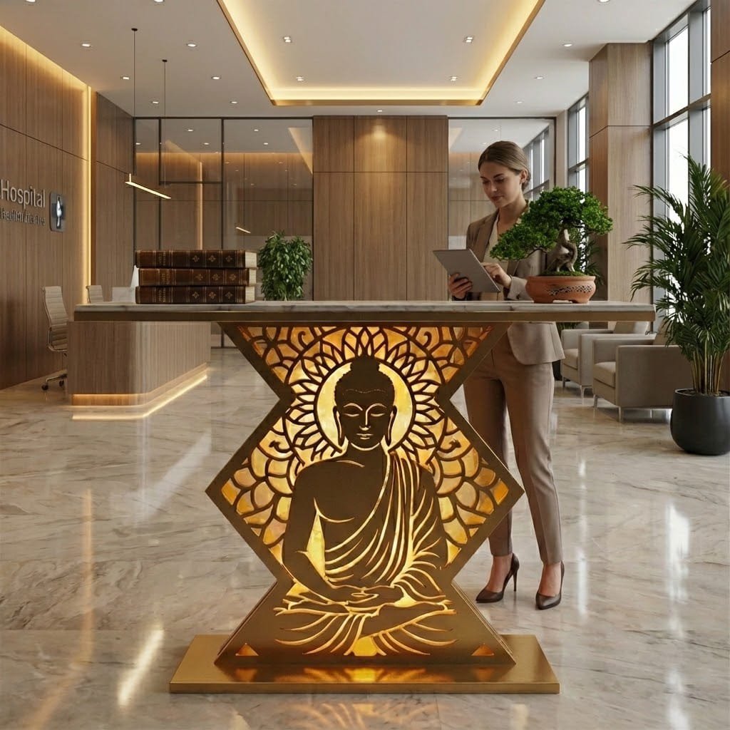 Modern Spiritual LED Buddha Console Table for Office (SS 304)