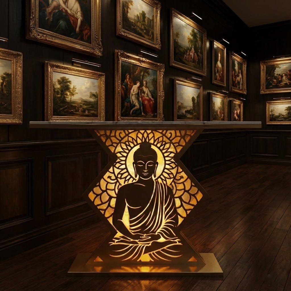 Modern Spiritual LED Buddha Console Table for Office (SS 304)