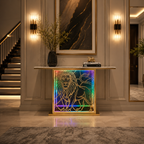 Modern LED Console Table with Lion Art for Luxury Decor