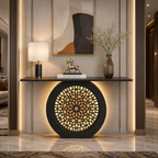 Modern Decorative Console Table with LED Back Panel