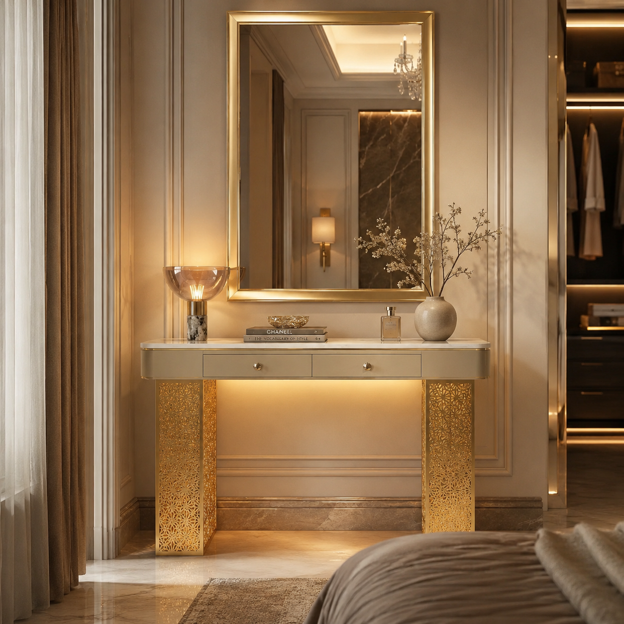 Luxury Entryway Console Table with LED (SS 304)