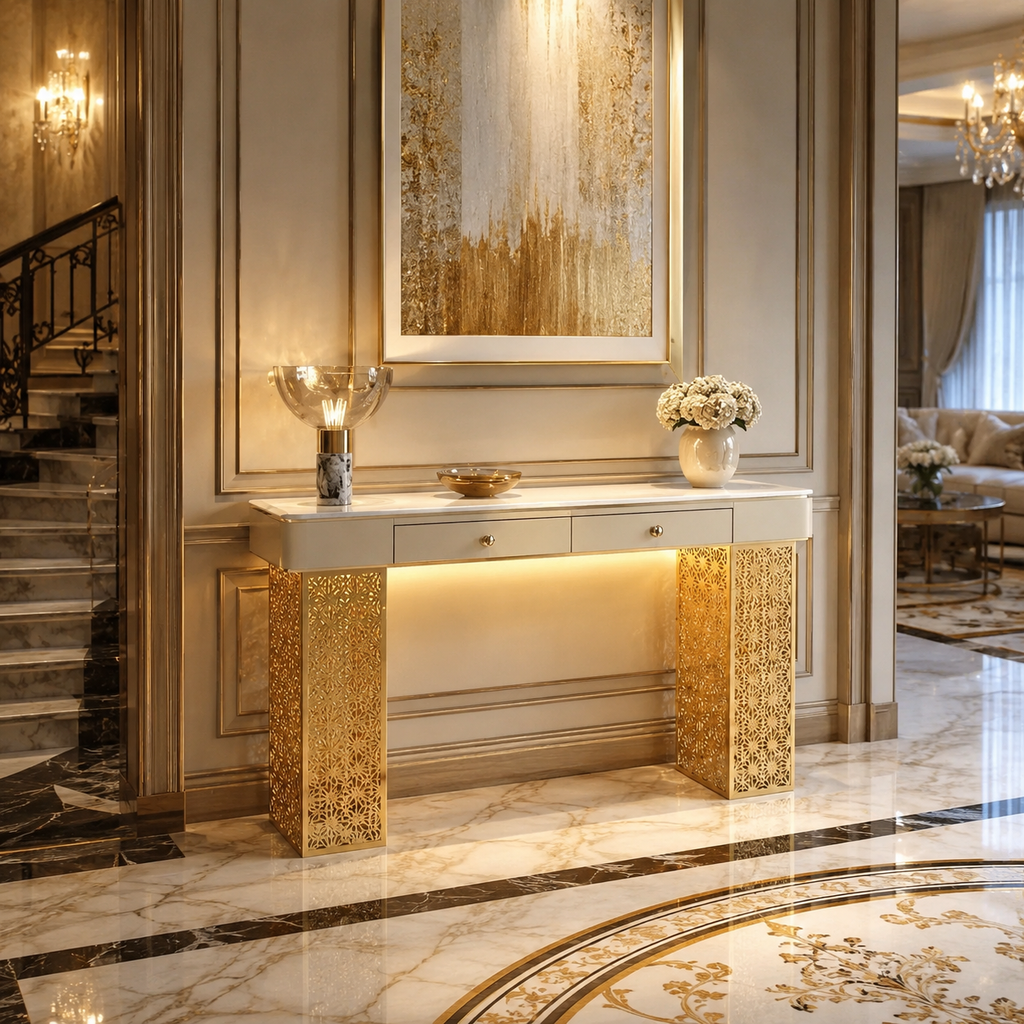 Luxury Entryway Console Table with LED