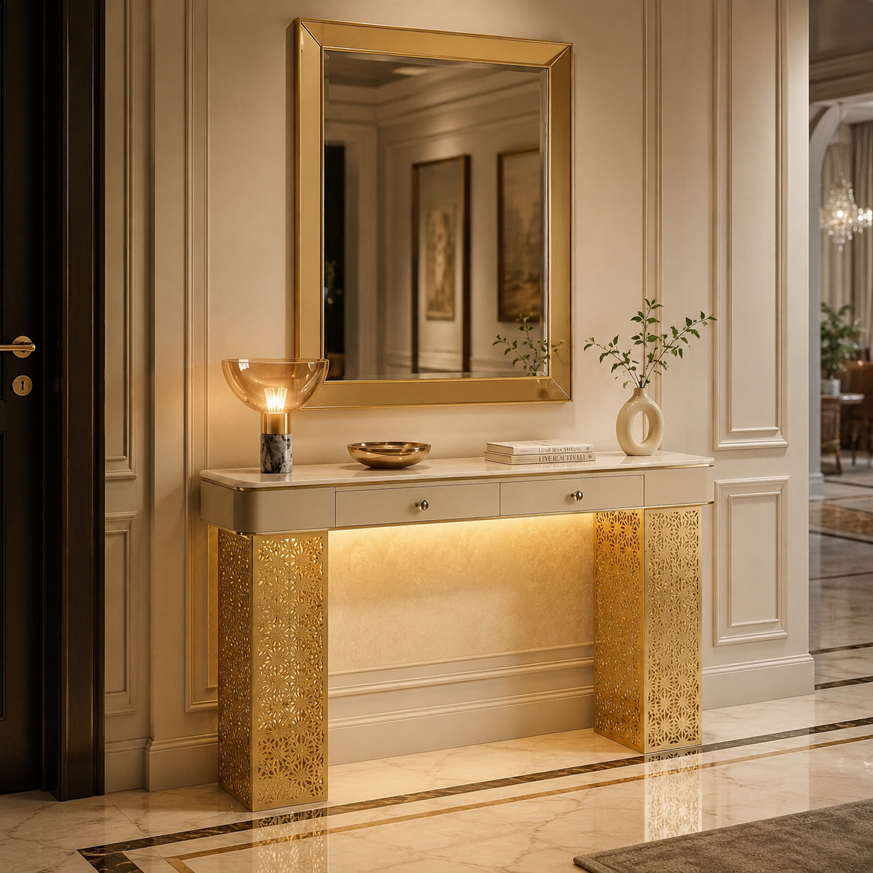 Luxury Entryway Console Table with LED
