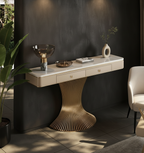 Modern Gold Pedestal Console Table