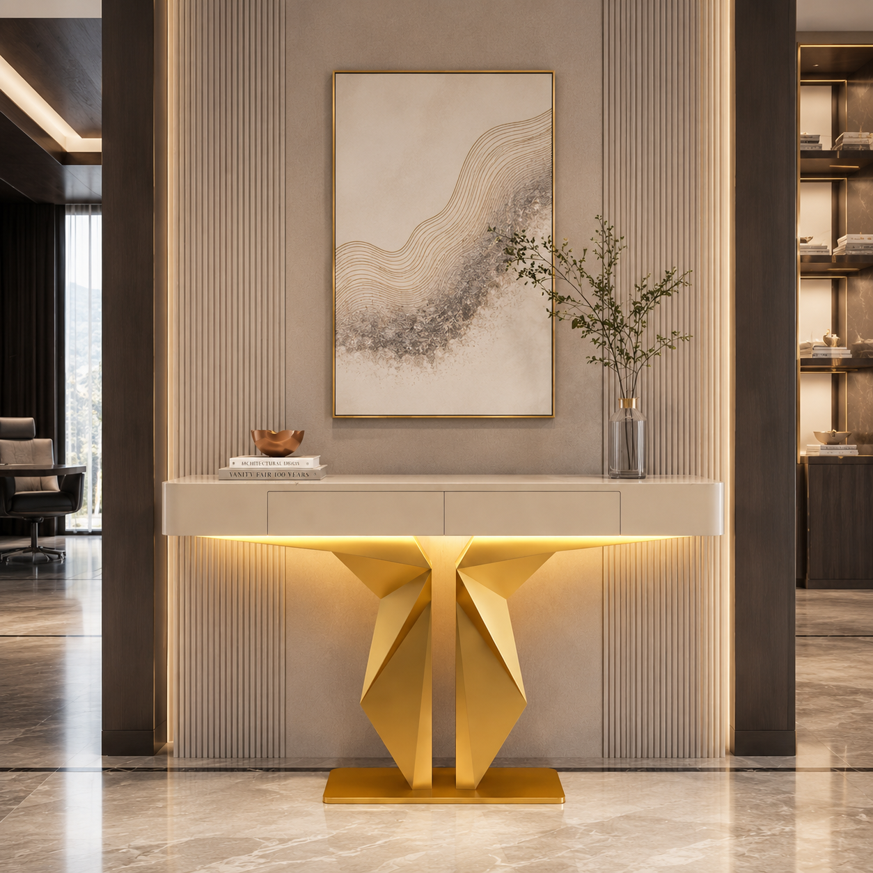 Premium Lobby LED Console Table (SS 304)