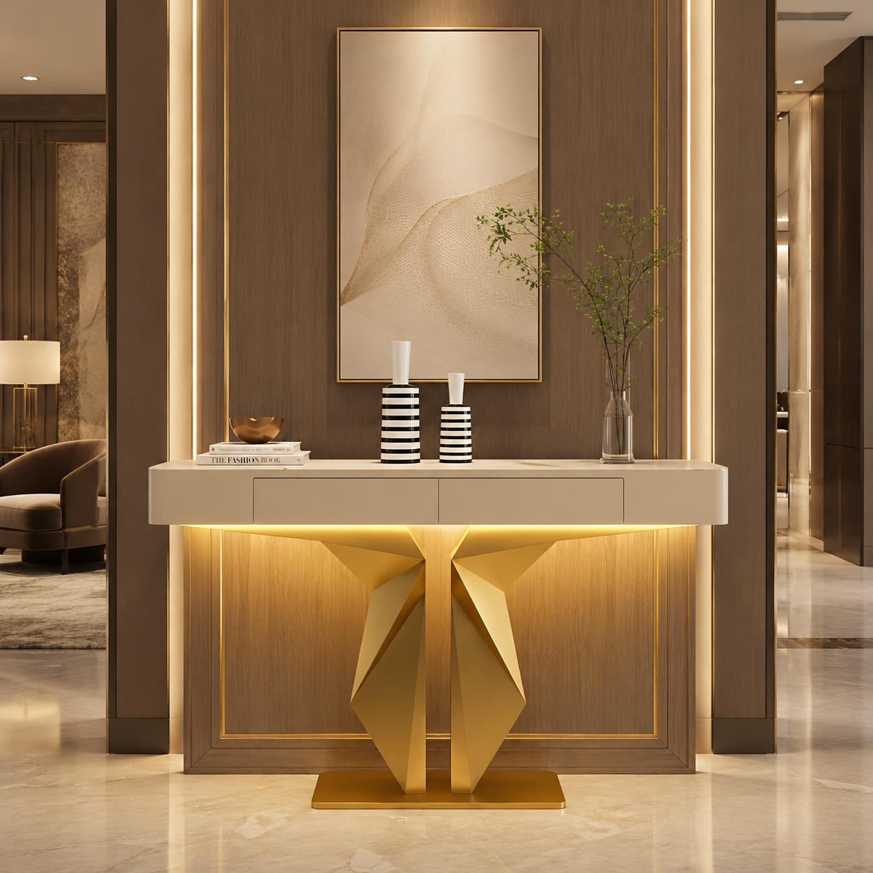 Premium Lobby LED Console Table (SS 304)