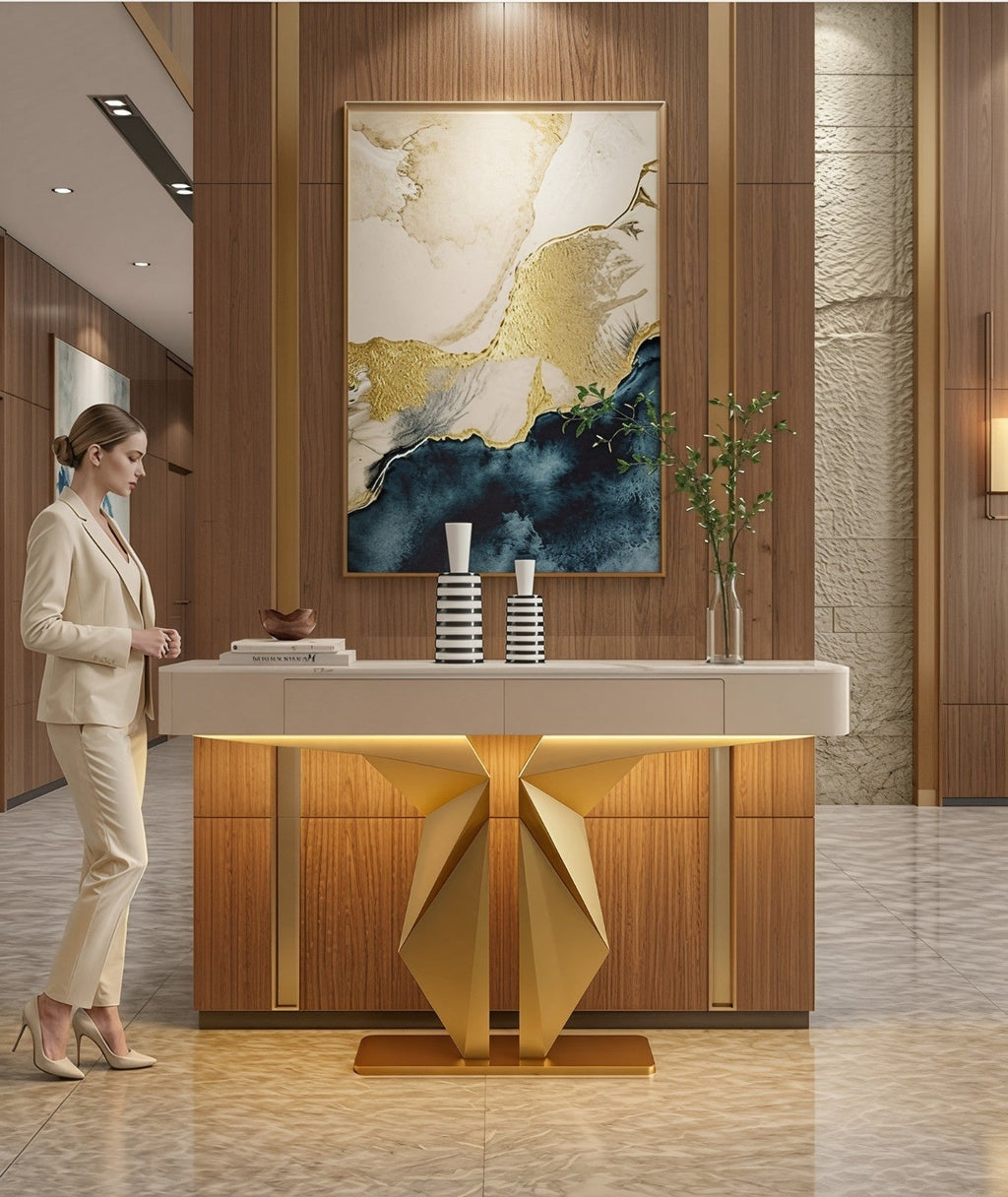Premium Lobby LED Console Table (SS 304)