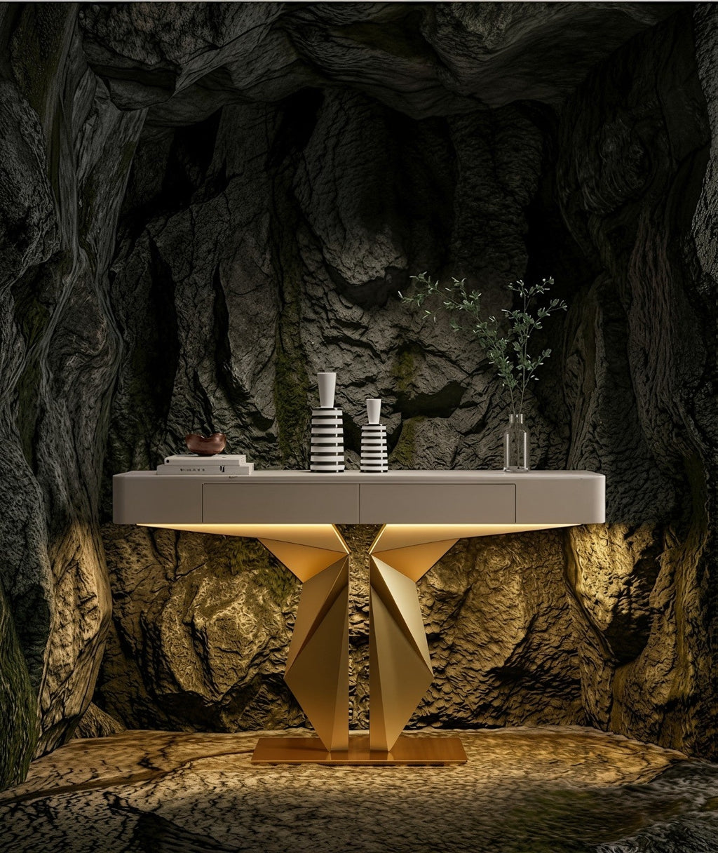 Premium Lobby LED Console Table (SS 304)