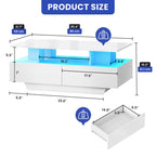 Contemporary White LED Coffee Table With Storage Shelf  For Living Room