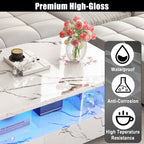 Modern White  LED Coffee Table With Open Storage Shelf For Living Room