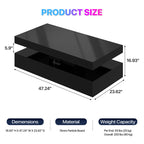 Contemporary Black LED Coffee Table With Storage Shelf & Modern Design