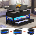 Modern LED Coffee Table With Lift Top Dining Surface