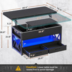 Modern LED Coffee Table With Lift Top Dining Surface