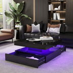 Minimalist Black LED Coffee Table With Floating Design & Ambient Lights