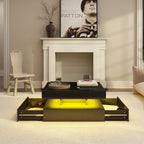 Minimalist Black LED Coffee Table With Floating Design & Ambient Lights