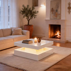 Minimalist White LED Coffee Table With Floating Design & Ambient Lights