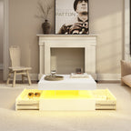 Minimalist White LED Coffee Table With Floating Design & Ambient Lights