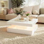 Minimalist White LED Coffee Table With Floating Design & Ambient Lights