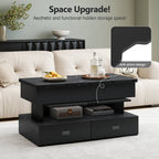 Modern Storage Black LED Coffee Table With Lift Top & 4 Drawer Storage