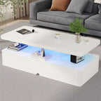 High Gloss White LED Coffee Table With Modern Storage Base Design