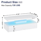 High Gloss White LED Coffee Table With Modern Storage Base Design