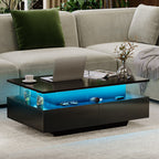 Minimalist Black LED Coffee Table With Modern Storage Design