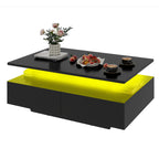 Minimalist Black LED Coffee Table With Modern Storage Design