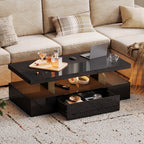 Modern Black LED Coffee Table With Ambient Lighting & Drawer Storage