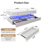 Modern White LED Coffee Table With Marble Finish & Drawer Storage