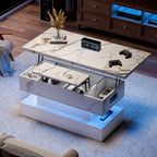 White LED Coffee Table With Marble Finish & LED Lighting