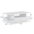 Modern White LED Coffee Table With Storage Drawers & Display Shelf