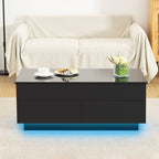 Minimalist Lift Top Black LED Coffee Table With Storage Compartments