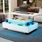 Modern Lift Top White LED Coffee Table With Hidden Storage