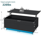 Modern Lift Top Storage Coffee Table With LED Light Base