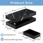 Minimalist LED Coffee Table With Marble Style Top & Display Shelf