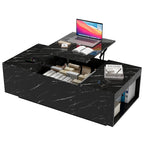 Modern Storage Black LED Coffee Table With Lift Top Work Surface
