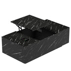 Modern Storage Black LED Coffee Table With Lift Top Work Surface