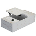 Modern Storage White  LED Coffee Table With Lift Top Work Surface