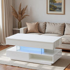 Modern Storage White LED Coffee Table With High Gloss Finish