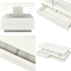 Modern White LED Coffee Table With Drawer Storage & Open Display Shelf